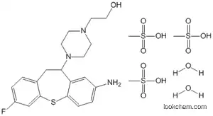 Molecular Structure of 70932-17-1 (1-Piperazineethanol, 4-(8-amino-10,11-dihydro-3-fluorodibenzo(b,f)thie pin-10-yl)-, trimethanesulfonate, dihydrate)